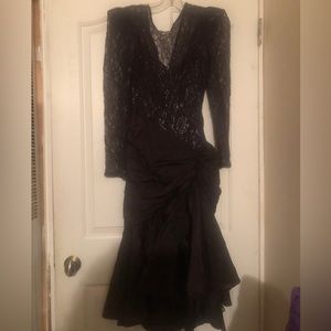 Maxi dress with lace top and crepe skirt